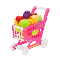 HKM-996179 Kids Supermarket Shopping Cart Playset with 24 Fruit Accessories