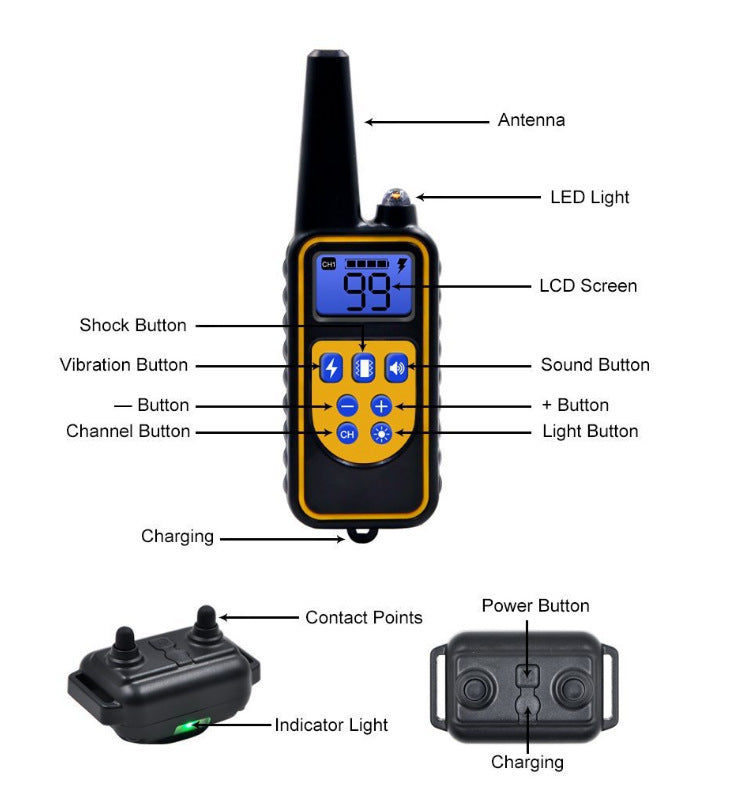 HKM-996179 Rechargeable Remote Control Dog Barking Stop Collar with Waterproof Receiver