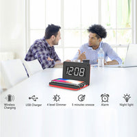 HKM-996371 Foldable Wireless Charging Subclock with LED Display - Compact Design, External Power Supply, Plastic Shell and Mirror