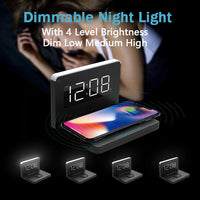 HKM-996371 Foldable Wireless Charging Subclock with LED Display - Compact Design, External Power Supply, Plastic Shell and Mirror