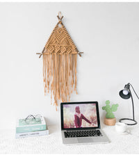 HKM-996499 Nordic Macrame Wall Hanging Tapestry with Natural Branches and Flowing Tassels