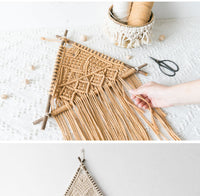 HKM-996499 Nordic Macrame Wall Hanging Tapestry with Natural Branches and Flowing Tassels