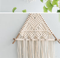 HKM-996499 Nordic Macrame Wall Hanging Tapestry with Natural Branches and Flowing Tassels