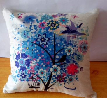HKM-996563 Cartoon Design Linen Pillow Cover with Polyester Fiber Filling - 45x45cm