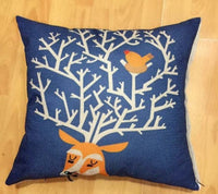 HKM-996563 Cartoon Design Linen Pillow Cover with Polyester Fiber Filling - 45x45cm