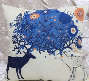 HKM-996563 Cartoon Design Linen Pillow Cover with Polyester Fiber Filling - 45x45cm