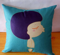 HKM-996563 Cartoon Design Linen Pillow Cover with Polyester Fiber Filling - 45x45cm