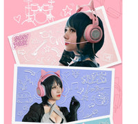 HKM-996563 USB 7.1 Virtual Surround Sound Gaming Headset with LED Cat Ears and Omnidirectional Microphone