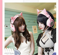 HKM-996563 USB 7.1 Virtual Surround Sound Gaming Headset with LED Cat Ears and Omnidirectional Microphone