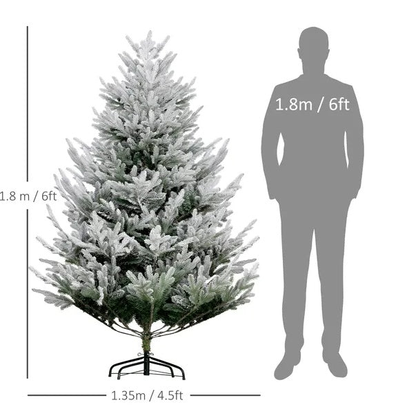 HKM-996627 6 Foot Artificial Christmas Tree with 795 Realistic Branches and Steel Base, Easy Assembly, Green Color