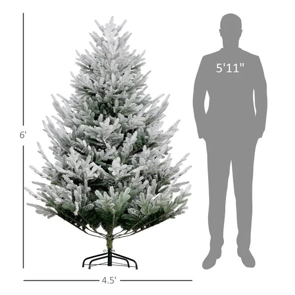 HKM-996627 6 Foot Artificial Christmas Tree with 795 Realistic Branches and Steel Base, Easy Assembly, Green Color