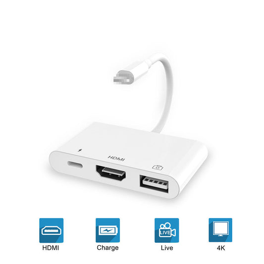 HKM-996691 3-in-1 HDMI Adapter Cable - Plug and Play, No Power Supply Needed, Copper Core