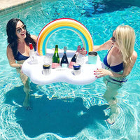 HKM-996755 Rainbow Cloud Inflatable Pool Float Drink Cooler Holder for Summer Parties