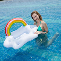HKM-996755 Rainbow Cloud Inflatable Pool Float Drink Cooler Holder for Summer Parties