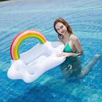 HKM-996755 Rainbow Cloud Inflatable Pool Float Drink Cooler Holder for Summer Parties