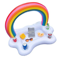 HKM-996755 Rainbow Cloud Inflatable Pool Float Drink Cooler Holder for Summer Parties