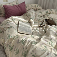 HKM-996819 Floral Cotton Summer Bedding Set - 4-Piece Quilt Cover and Pillowcase Collection