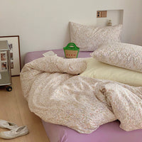 HKM-996819 Floral Cotton Summer Bedding Set - 4-Piece Quilt Cover and Pillowcase Collection