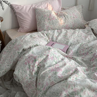 HKM-996819 Floral Cotton Summer Bedding Set - 4-Piece Quilt Cover and Pillowcase Collection