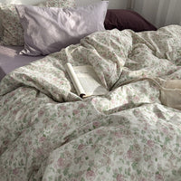 HKM-996819 Floral Cotton Summer Bedding Set - 4-Piece Quilt Cover and Pillowcase Collection