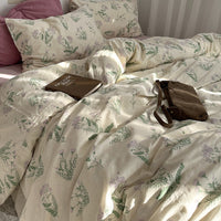 HKM-996819 Floral Cotton Summer Bedding Set - 4-Piece Quilt Cover and Pillowcase Collection