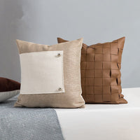 HKM-996819 Scandinavian Woven Leather Pillow Covers for Living Room, 45x45CM