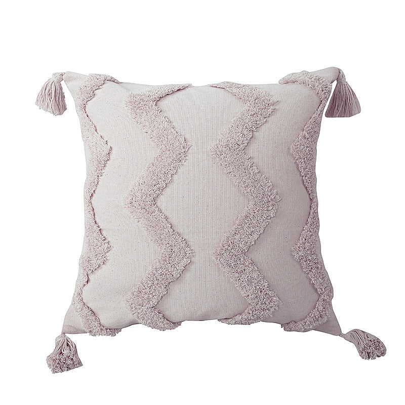 HKM-996883 Tufted Cotton-Linen Pillow Cushion Cover - Decorative Pillowcase Only
