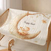 HKM-997139 Cartoon-Themed Bamboo Cotton Baby Blanket for Bath or Beach Use