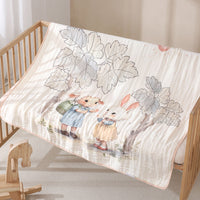 HKM-997139 Cartoon-Themed Bamboo Cotton Baby Blanket for Bath or Beach Use