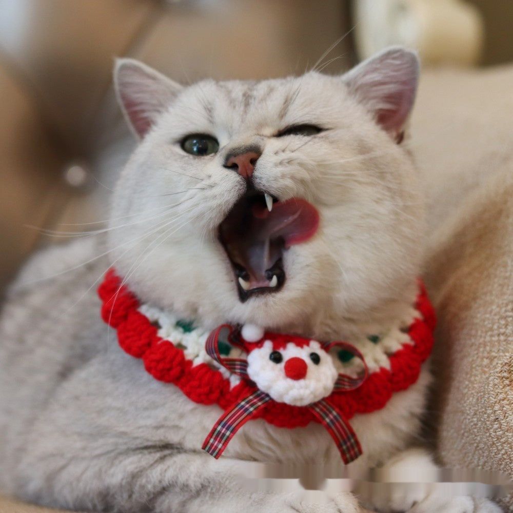 HKM-997203 Christmas Scarf Knitted Pet Scarf Clothes