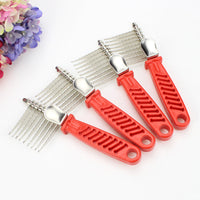 HKM-997203 Red Handle Knot Comb for Puppies - Plastic and Stainless Steel Material