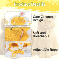 HKM-997331 Adorable Knit Cat and Dog Hat for Small Pets - Cute Cartoon Design for Costumes, Parties, and Photos