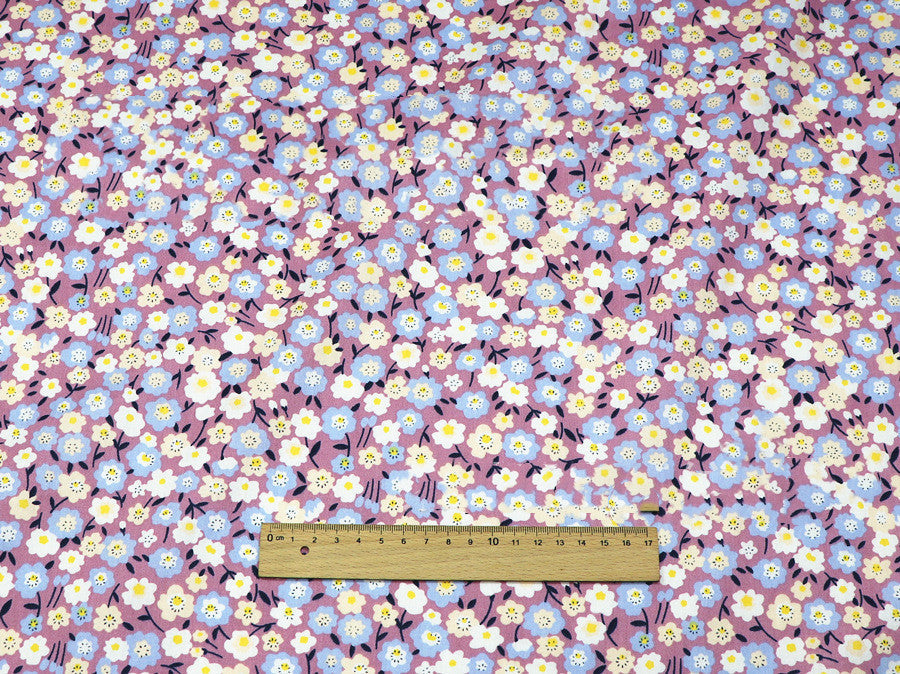 HKM-997331 Floral Cotton Twill Fabric for Dresses, Shirts, Bedding, and Home Decor - 100% Cotton, 160cm Wide