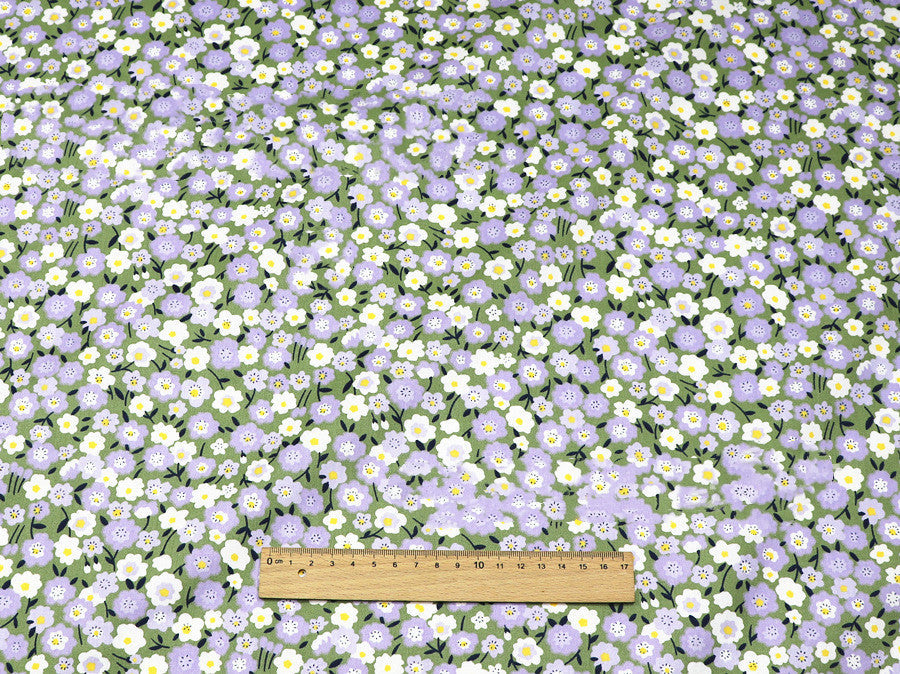 HKM-997331 Floral Cotton Twill Fabric for Dresses, Shirts, Bedding, and Home Decor - 100% Cotton, 160cm Wide