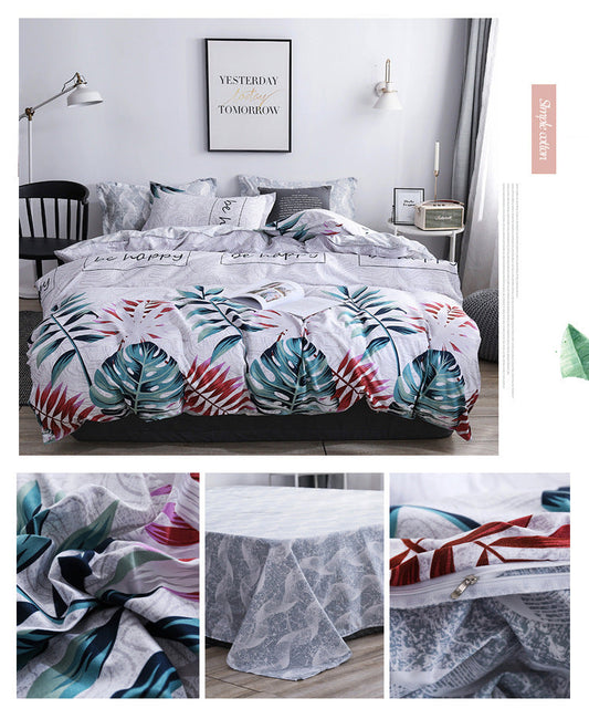 HKM-997331 Modern Aloe Cotton Four-Piece Sheet Set for 1.5m Beds in Various Patterns