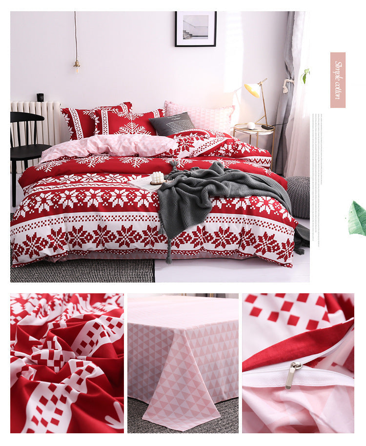 HKM-997331 Modern Aloe Cotton Four-Piece Sheet Set for 1.5m Beds in Various Patterns