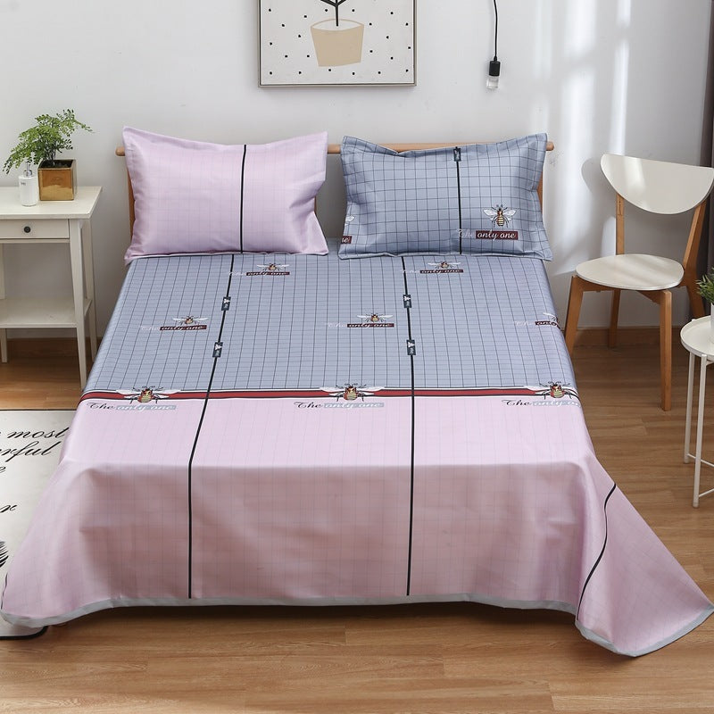 HKM-997331 Three-Piece Washable Ice Silk Bedding Mat Set - Modern Floral Design for 1.5m, 1.8m, and 2.0m Beds