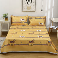 HKM-997331 Three-Piece Washable Ice Silk Bedding Mat Set - Modern Floral Design for 1.5m, 1.8m, and 2.0m Beds
