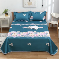 HKM-997331 Three-Piece Washable Ice Silk Bedding Mat Set - Modern Floral Design for 1.5m, 1.8m, and 2.0m Beds