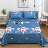 HKM-997331 Three-Piece Washable Ice Silk Bedding Mat Set - Modern Floral Design for 1.5m, 1.8m, and 2.0m Beds