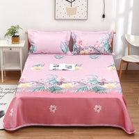 HKM-997331 Three-Piece Washable Ice Silk Bedding Mat Set - Modern Floral Design for 1.5m, 1.8m, and 2.0m Beds