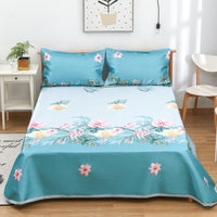 HKM-997331 Three-Piece Washable Ice Silk Bedding Mat Set - Modern Floral Design for 1.5m, 1.8m, and 2.0m Beds