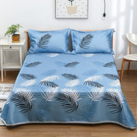 HKM-997331 Three-Piece Washable Ice Silk Bedding Mat Set - Modern Floral Design for 1.5m, 1.8m, and 2.0m Beds