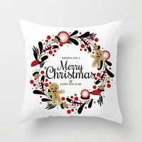 HKM-997459 Christmas Santa Cartoon Digital Printed Sofa Pillow Cover - 45x45 cm Polyester Peach Skin Cushion