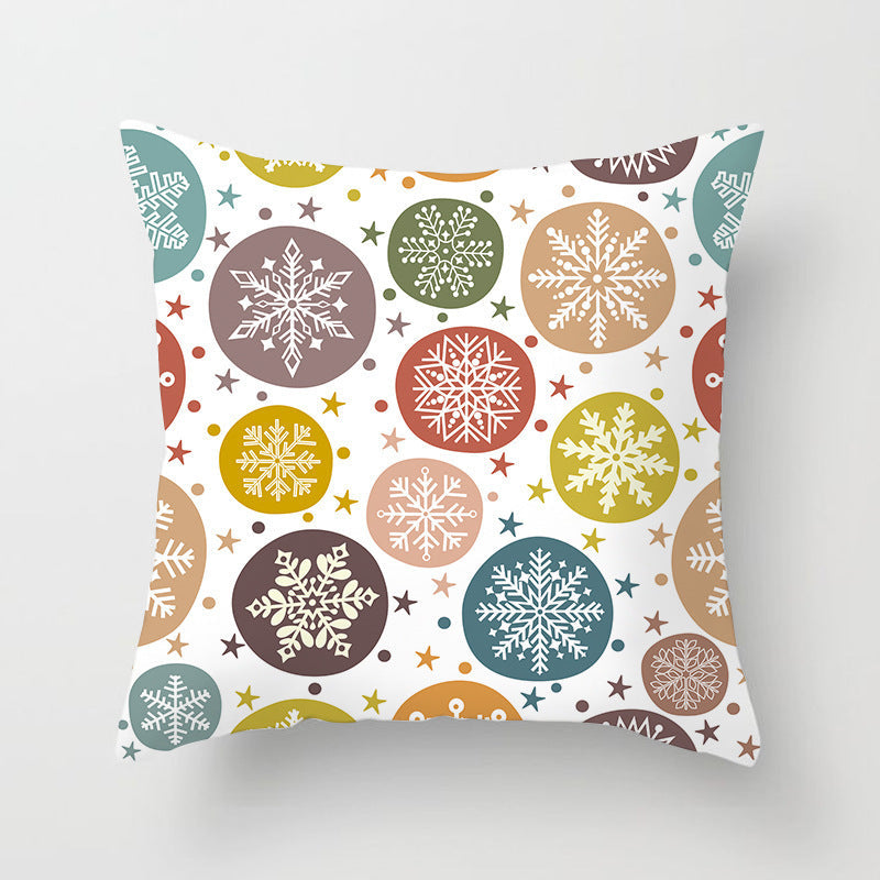 HKM-997459 Christmas Santa Cartoon Digital Printed Sofa Pillow Cover - 45x45 cm Polyester Peach Skin Cushion