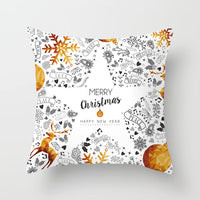 HKM-997459 Christmas Santa Cartoon Digital Printed Sofa Pillow Cover - 45x45 cm Polyester Peach Skin Cushion