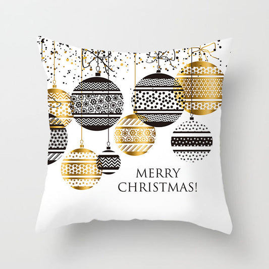 HKM-997459 Christmas Santa Cartoon Digital Printed Sofa Pillow Cover - 45x45 cm Polyester Peach Skin Cushion