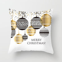 HKM-997459 Christmas Santa Cartoon Digital Printed Sofa Pillow Cover - 45x45 cm Polyester Peach Skin Cushion