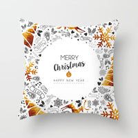 HKM-997459 Christmas Santa Cartoon Digital Printed Sofa Pillow Cover - 45x45 cm Polyester Peach Skin Cushion