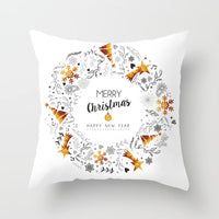 HKM-997459 Christmas Santa Cartoon Digital Printed Sofa Pillow Cover - 45x45 cm Polyester Peach Skin Cushion
